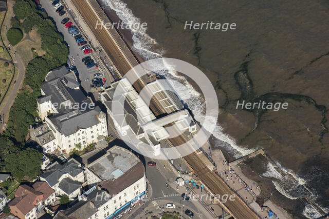 Dawlish Railway Station and the railway line running along the edge of the sea, Devon, 2016. Creator: Damian Grady.