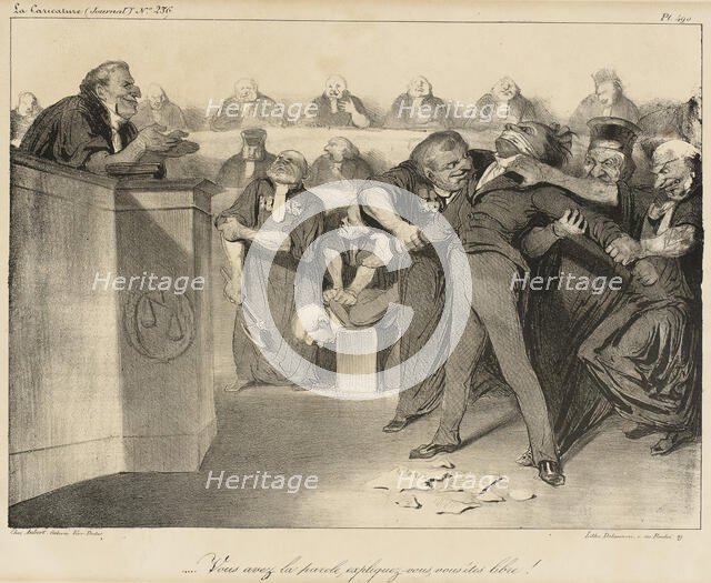 Vous avez la parole, expliquez-vous, vous êtes libre!, 1835. Creator: Honore Daumier.
