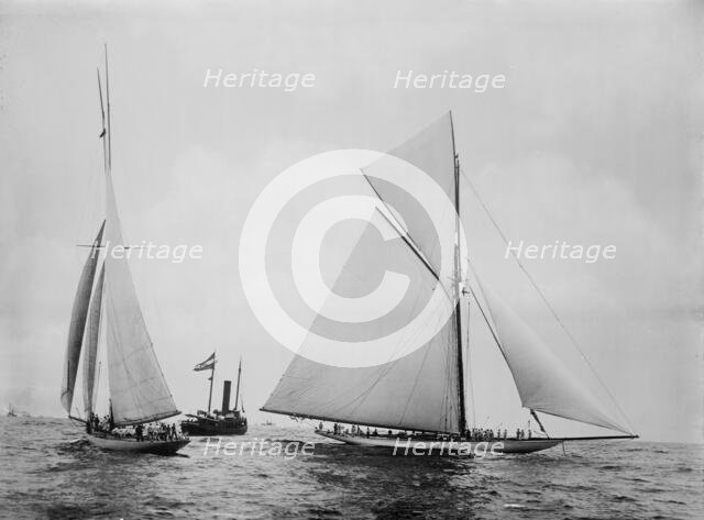 Defender, Valkyrie III, 1895 Sept 7, c1895. Creator: John S Johnston.