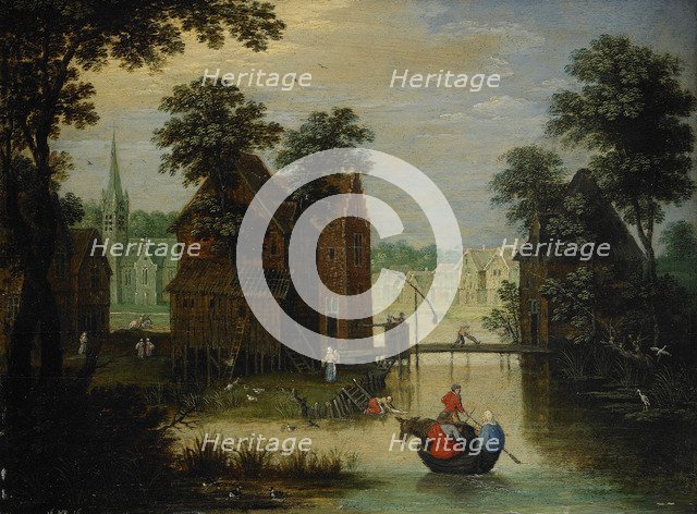 River landscape with the Flight into Egypt, 1616. Artist: Ryckaert, Maerten (1587-1631)
