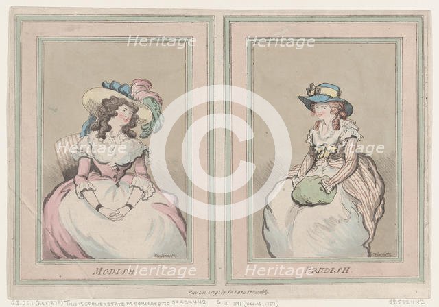 Modish and Prudish, December 1, 1791., December 1, 1791. Creator: Thomas Rowlandson.