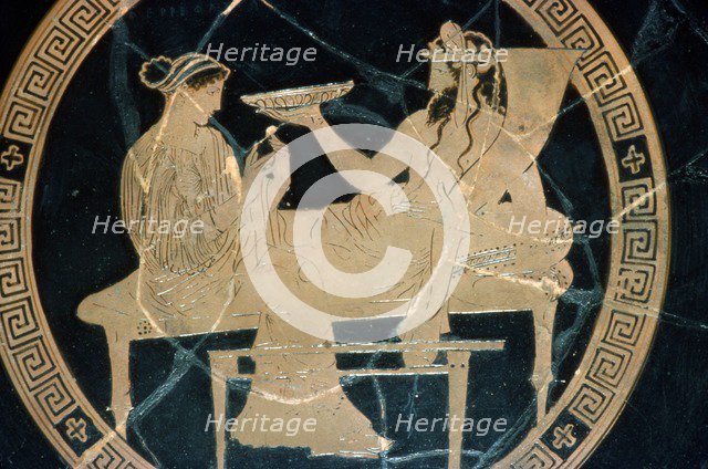 Greek Vase Painting, Persephone and Hades Banqueting in the Underwold, c430 BC. Artist: Codrus Painter.