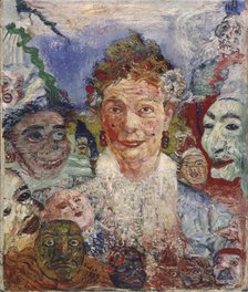 Old Lady with Masks, 1889. Artist: Ensor, James (1860-1949)