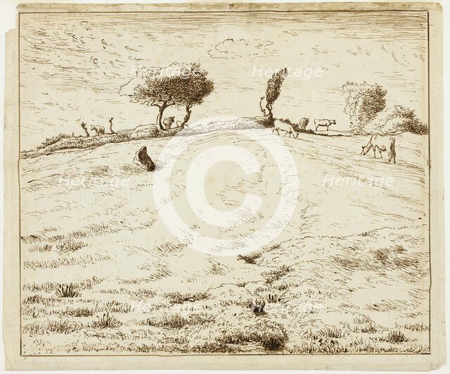 Landscape - Hillside in Gruchy, Normandy, 1869/70. Creator: Jean Francois Millet.