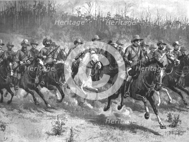 ''Our Colonial Defences--A Company of the Mounted Rifles Manoeuvring in Victoria, Australia', 1890. Creator: Unknown.