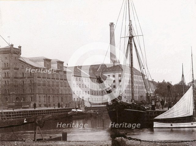 Sailing ship in the harbour of Landskrona, Scania, Sweden, c1890. Artist: Unknown