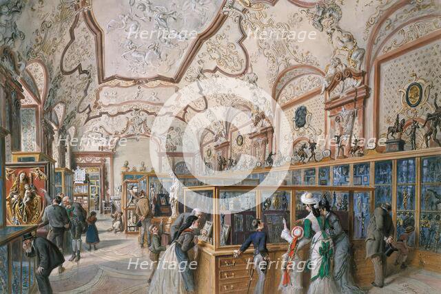 The Marble Hall of the Ambraser Gallery in the Lower Belvedere, Vienna 1876. Creator: Carl Goebel.