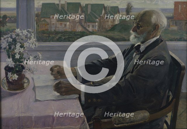 Portrait of the physiologist, psychologist, and physician Ivan P. Pavlov (1849-1936), 1935. Artist: Nesterov, Mikhail Vasilyevich (1862-1942)
