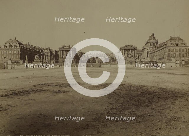 General view of the front façade, Palace of Versailles, between 1870-1890. Creator: Unknown.