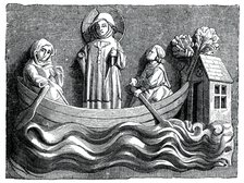 St Julian and St Basilissa, his wife, conveying Christ in their boat, 13th century (1870). Artist: Unknown