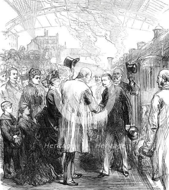 Departure of King George of Hanover from the Victoria Station, 1876. Creator: Unknown.