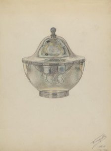 Silver Sugar Bowl with Cover, c. 1936. Creator: Frank Fumagalli.