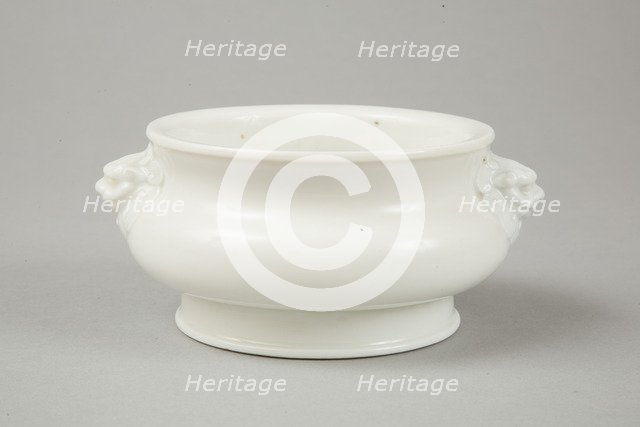 Blanc de chine censer with lion head handles, 18th century. Artist: Unknown.