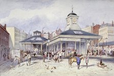 View of Newgate Market in Paternoster Square, City of London, 1836.                                  Artist: Frederick Napoleon Shepherd