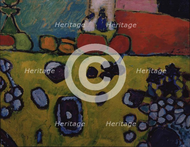 Still life with a colourful tablecloth, 1909. Artist: Javlensky, Alexei, von (1864-1941)