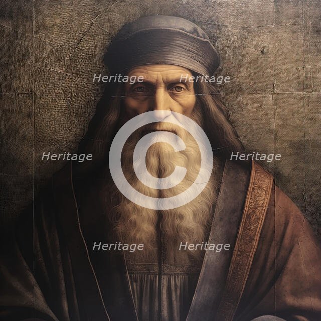 AI IMAGE - Portrait of Leonardo da Vinci, 1500s, (2023). Creator: Heritage Images.