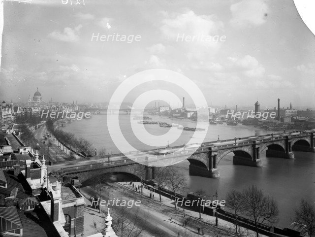 Waterloo Bridge and the River Thames, London. Artist: Unknown