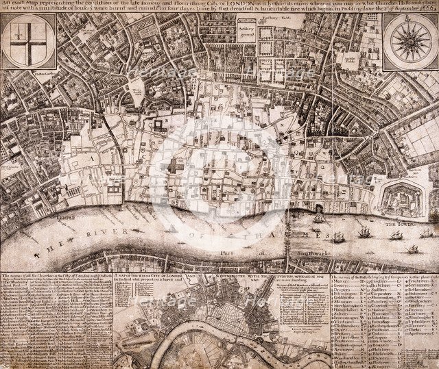 Map of London, 1666. Artist: RP