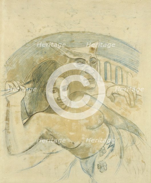 Tahitian Woman with Evil Spirit. Artist: Gauguin, Paul Eugéne Henri (1848-1903)