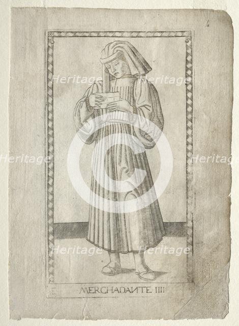 The Merchant (from the Tarocchi, series E: Conditions of Man, #4), before 1467. Creator: Master of the E-Series Tarocchi (Italian, 15th century).