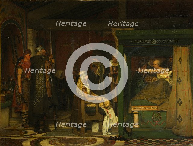 Fredegund visits Bishop Prætextatus on his deathbed, 1864. Artist: Alma-Tadema, Sir Lawrence (1836-1912)