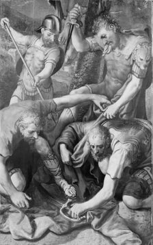 The Soldiers Fighting over Christ's Cloak, 1547-1603. Creator: Martin de Vos.