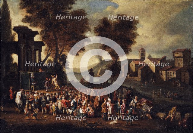 Commedia dell'arte Scene in an Italian Landscape.