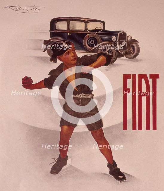 Poster advertising Fiat cars, (c1930s?). Artist: Unknown