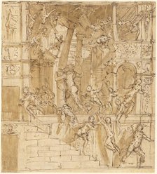 Samson Destroying the Temple, 1550s. Creator: Lattanzio Gambara.