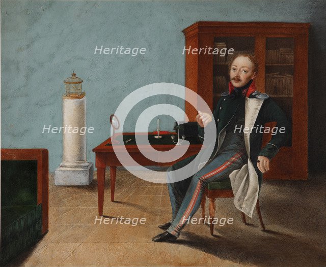 Portrait of Alexander Stepanovich Talyzin (1795-1858) in his studio, 1820s. Artist: Anonymous  