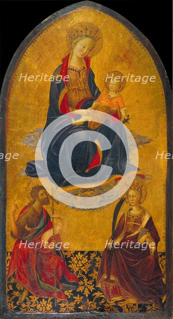 The Adoration of the Virgin and Child by Saint John the Baptist and Saint Catherine. Artist: Starnina, Gherardo (c. 1364-1413)