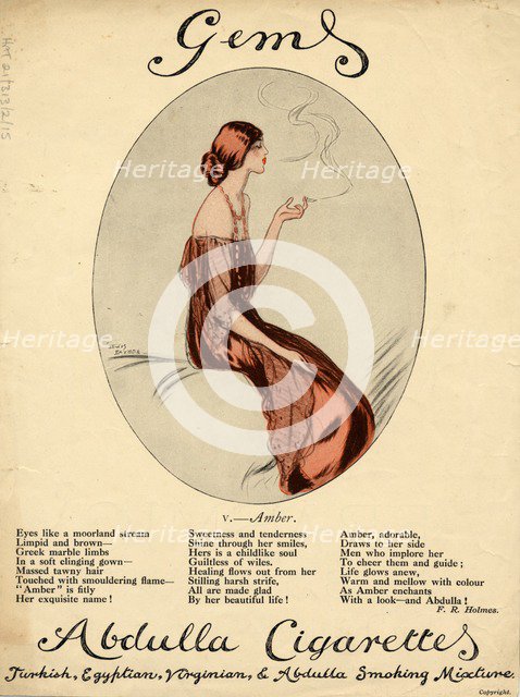 Abdulla Cigarettes, 1920s. Artist: Lewis Baumer