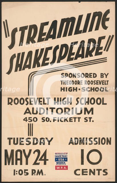 Streamline Shakespeare, [193-]. Creator: Unknown.