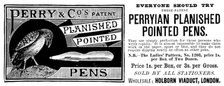 Advertisement for Perryian Planished Pointed Pens, 1890. Creator: Unknown.