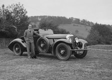 Charles Mortimer with his Barker-bodied 2-seater Bentley, c1930s Artist: Bill Brunell.