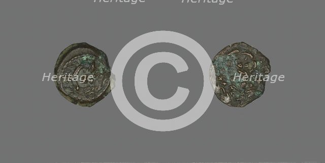 Coin Depicting a Double Cornucopia, Hasmonaean Dynasty (135-76 BCE)..., (103-76 BCE). Creator: Unknown.