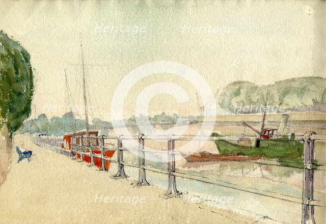 Riverside walk, c1950. Creator: Shirley Markham.