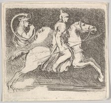 Plate 20: a soldier in profile galloping to the right holding a lance in his right han..., ca. 1646. Creator: Stefano della Bella.