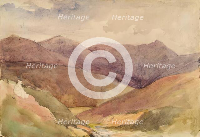 Landscape with Figure Sitting on Hillside, c1840s. Creator: John Phillip.