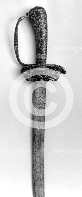 Hunting Sword, hilt, Japanese, made for the European market; blade, Western European, c1700-1750. Creator: Unknown.