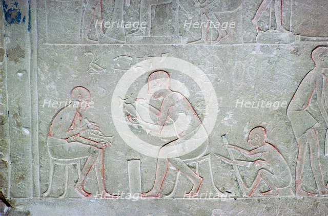 Egyptian relief showing vase painters, 14th century BC Artist: Unknown