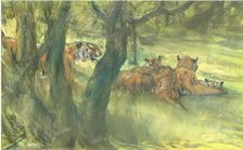 Landscape with Tiger and Cubs, 1900-1910. Creator: John MacAllan Swan.