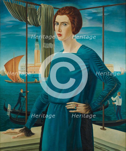 The Artist's Wife with Venice in the Background, 1921. Creator: Oppi, Ubaldo (1889-1942).