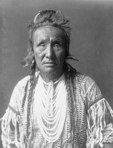 The Grizzly Bear, Piegan, half-length portrait, facing front, c1910. Creator: Edward Sheriff Curtis.