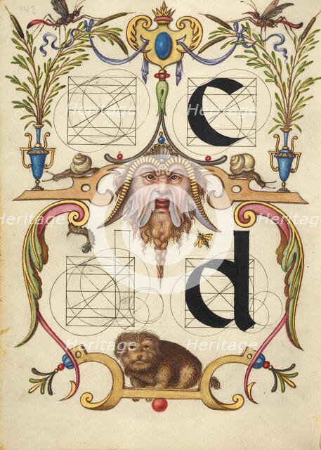 Guide for Constructing the Letters c and d; Mira calligraphiae monumenta, about 1591-1596. Creator: Joris Hoefnagel.
