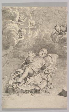 The Christ Child on a Bed of Straw, 1662. Creator: Claude Mellan.