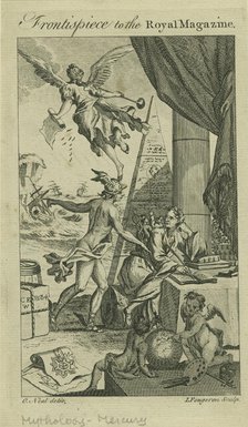 Eighteenth-century allegorical depiction of the purpose and content of the "Royal Magazine", c1760. Creator: Ignace Fougeron.