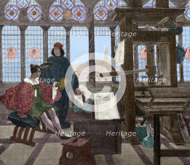 Jean Grolier and Aldus Pius Manutius, 1880.  Creator: Yenetta.