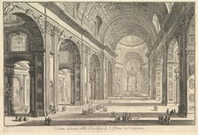 Interior view of St. Peter's Basilica in the Vatican, from Vedute di Roma (Roman Views), ca. 1748. Creator: Giovanni Battista Piranesi.