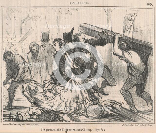 Une promenade d'argrément aux Champs-Elysées, 19th century. Creator: Honore Daumier.